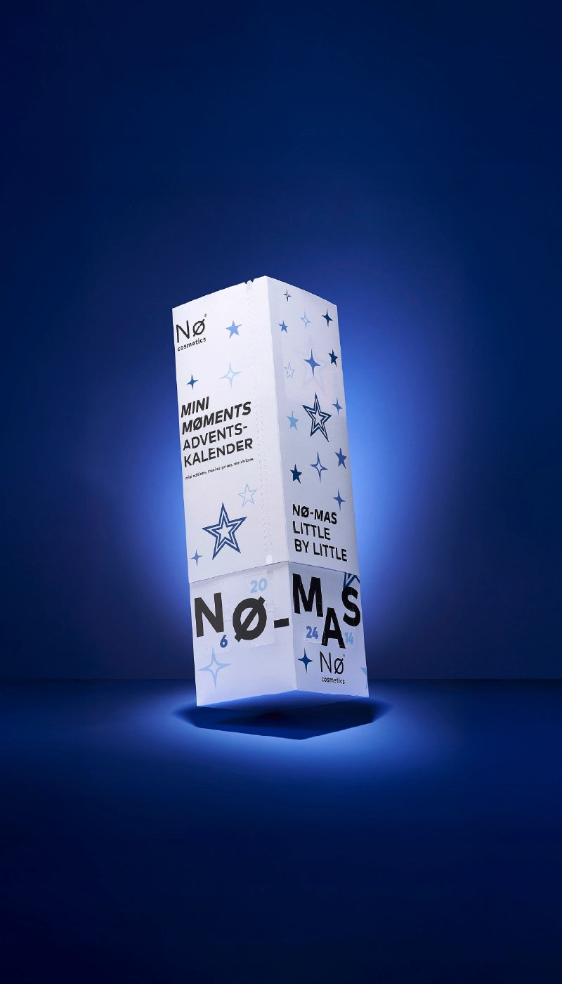 Nø Cosmetics Mini Moments Adventskalender auf blauem Hintergrund, Banner Mobile.