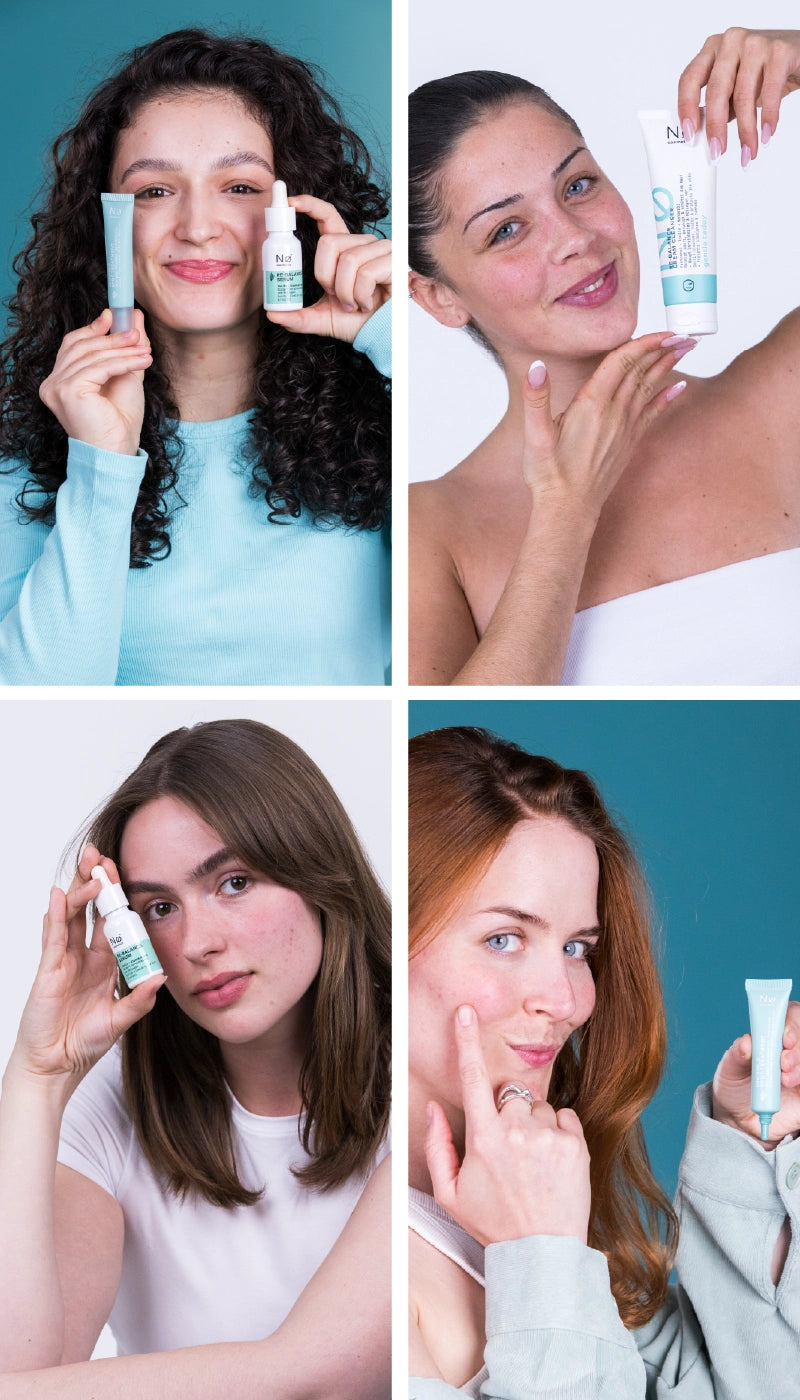 Collage mit Nø Cosmetics Produkten
