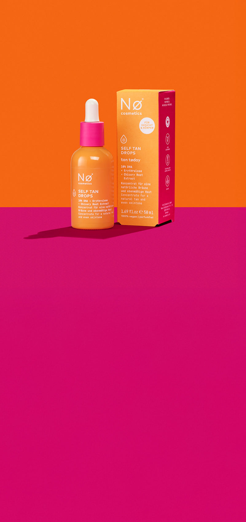 Banner von den Self Tan Drops von Nø Cosmetics