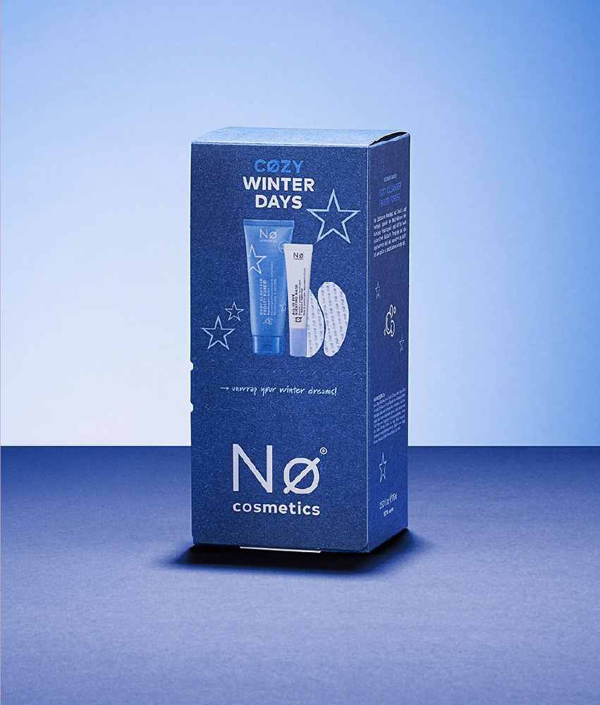 Cozy Winter Days Winter Set 2026 von Nø Cosmetics, auf blauem Hintergrund.