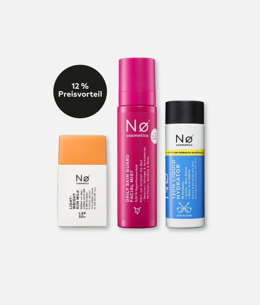 Drei Skincare Produkte von Nø Cosmetics zu einem Bundle zusammengefasst mit 12 % Preisvorteil.