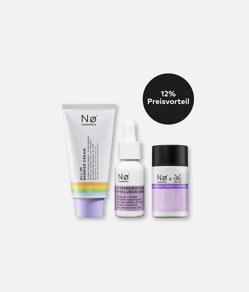 Drei Skincare Produkte von Nø Cosmetics zu einem Bundle zusammengefasst mit 12 % Preisvorteil.