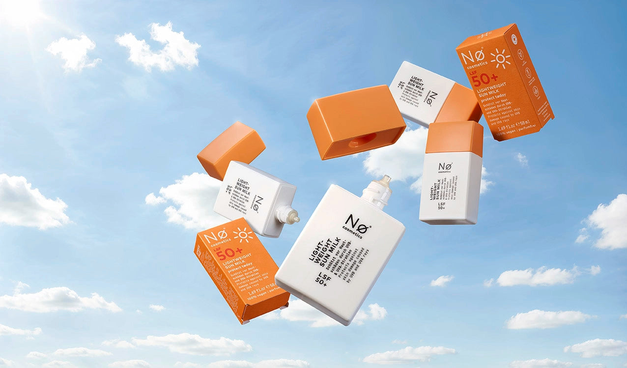 Nø Cosmetics Banner mit Protect Tøday Produkten