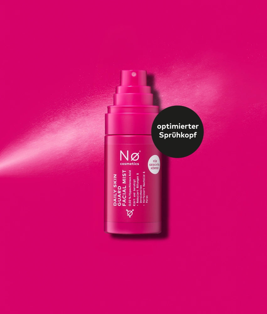 Single Product Shot des Mini Daily Skin Guard Facial Mists mit Störer "optimierter Sprühkopf"